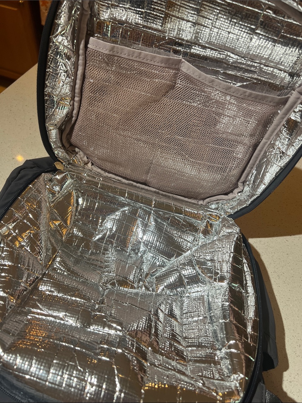 Isaac Mizrahi Full Size Grey Backpack with Gold Hardware - Picture 11 of 12